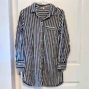 Victoria's Secret Navy and White Striped Button-Down Shirt